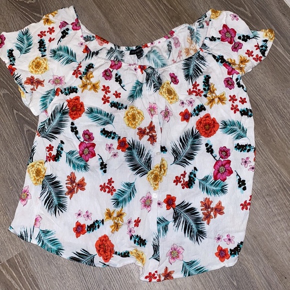 NWOT Lane Bryant floral on/off the shoulder blouse - Picture 1 of 6